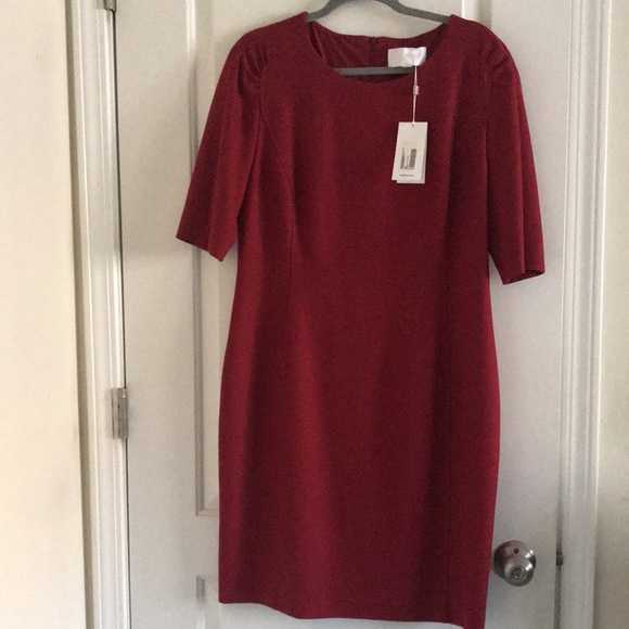 NWT HUGO BOSS Daletana Soft Twill Dress Dark Red Color - Picture 5 of 8